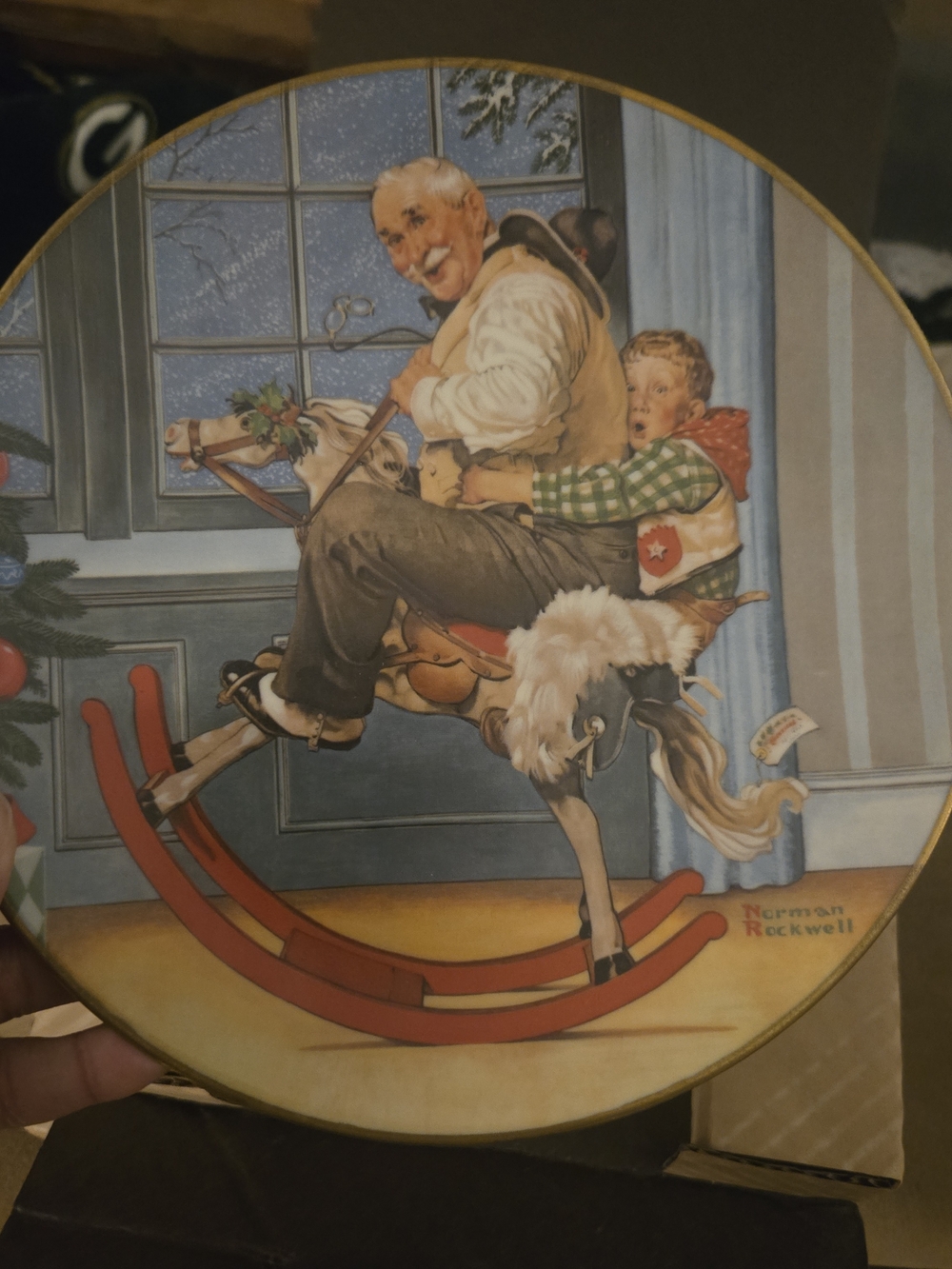 Royal Doulton Norman Rockwell Plate with Red, Green, Blue, White, Brown